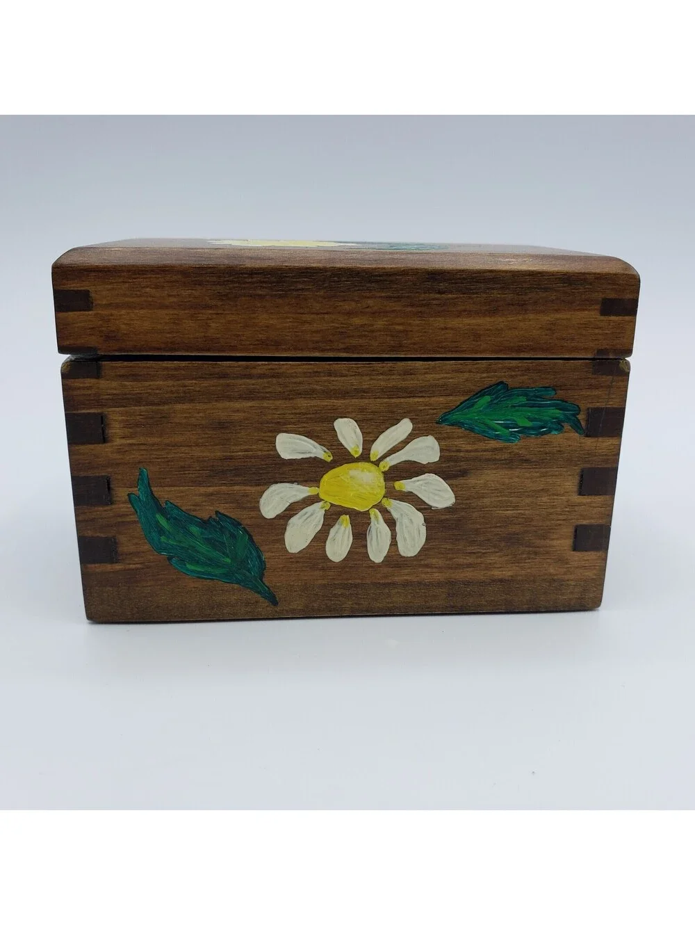 Vintage NOS Hallmark Playing Cards Roses in Wood Hand Painted Box Holder